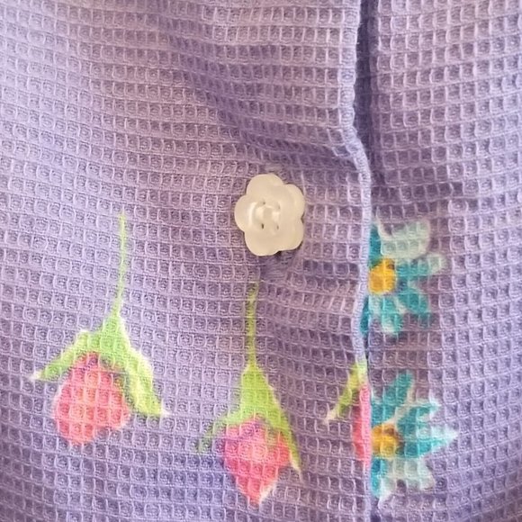 Vintage OshKosh Girls 4T Purple Floral Cotton India Buttons Ties Textured - Picture 4 of 6